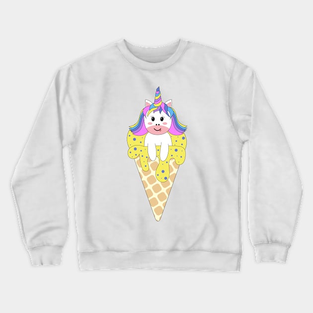 Cute Kawaii Unicorn on ice Crewneck Sweatshirt by Novelty-art